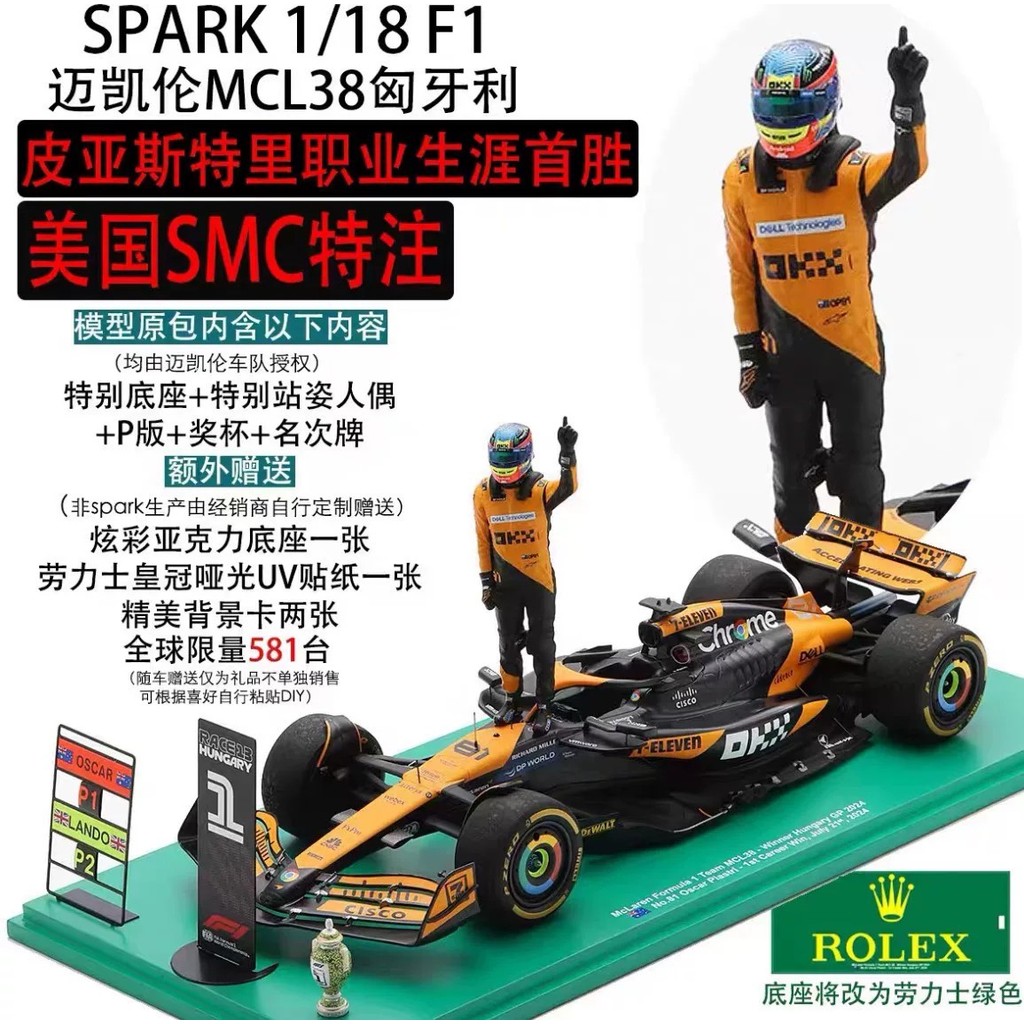 [SMC] SPARK 1/18 MCL38 Hungary GP Piestri อาชีพ First Win Q4 Shipment, ในราคาจัดส่งได้