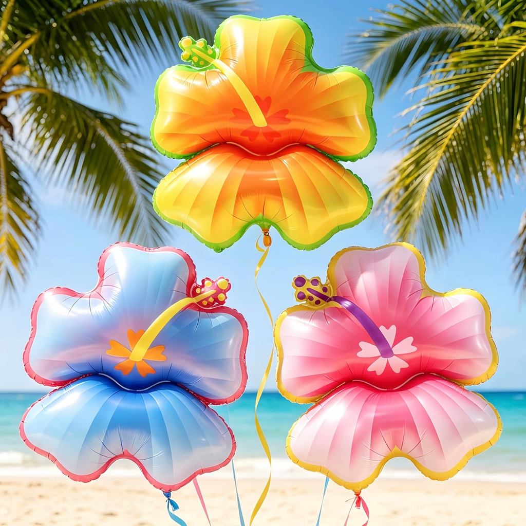 3 ชิ้น Tropical Hawaii Hibiscus บอลลูนสําหรับ Luau Party ตกแต่ง, ฤดูร้อน Beach Party, Aloha Decor/33