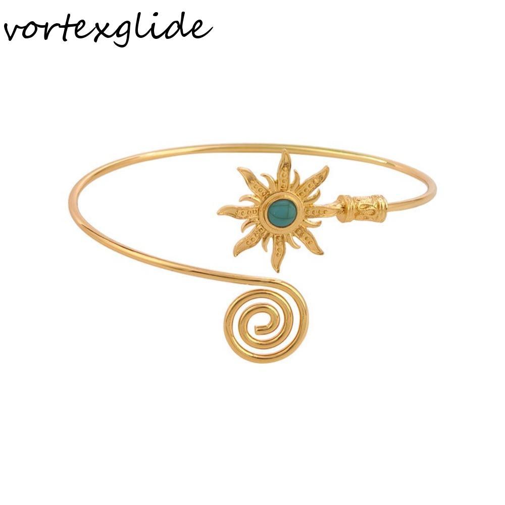 VORTEXGLIDE Arm Cuff, Twist Line Sun Cuff กําไลข้อมือสําหรับผู้หญิง,แฟชั่น Turquoise ยุ้ย Arm Chain 