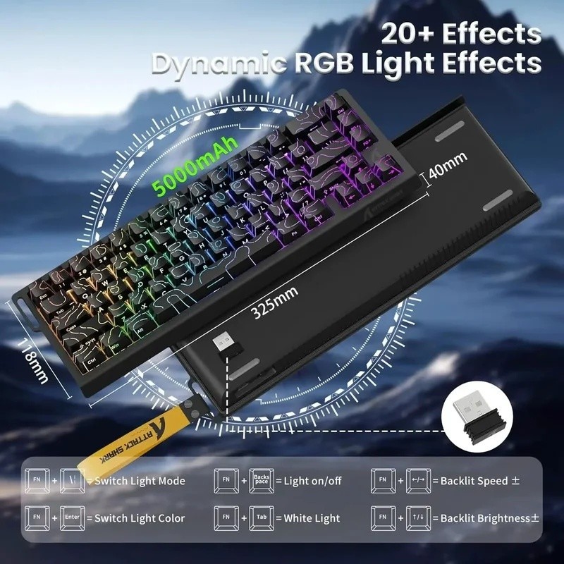 ATTACK SHARK X68PRO HE คีย์บอร์ดเกมแม่เหล็ก 66 คีย์ RT 8K RGB Tri-Mode