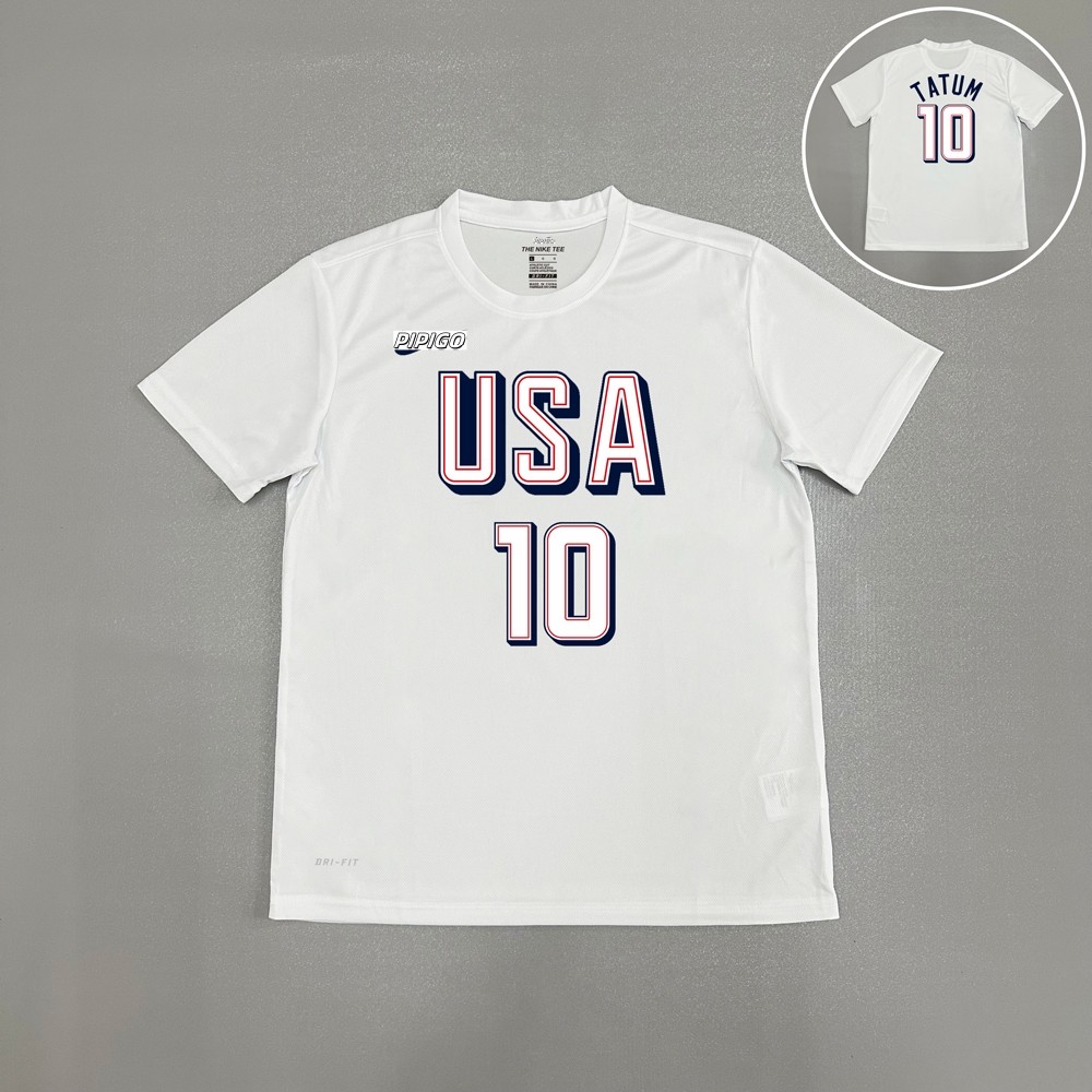 Paris Olympics American Dream Team Basketball Training Suit Jason Tatum Quick-Drying Short-Sleeved T