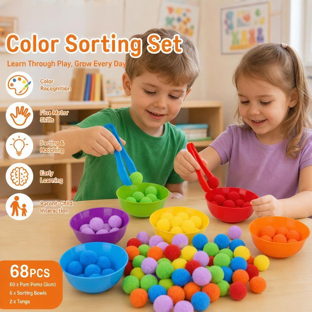 เด็ก Montessori Early Learning ของเล่นการจับคู่สี Pompom Sorting เกมของเล่นเพื่อการศึกษาสําหรับ K5r9