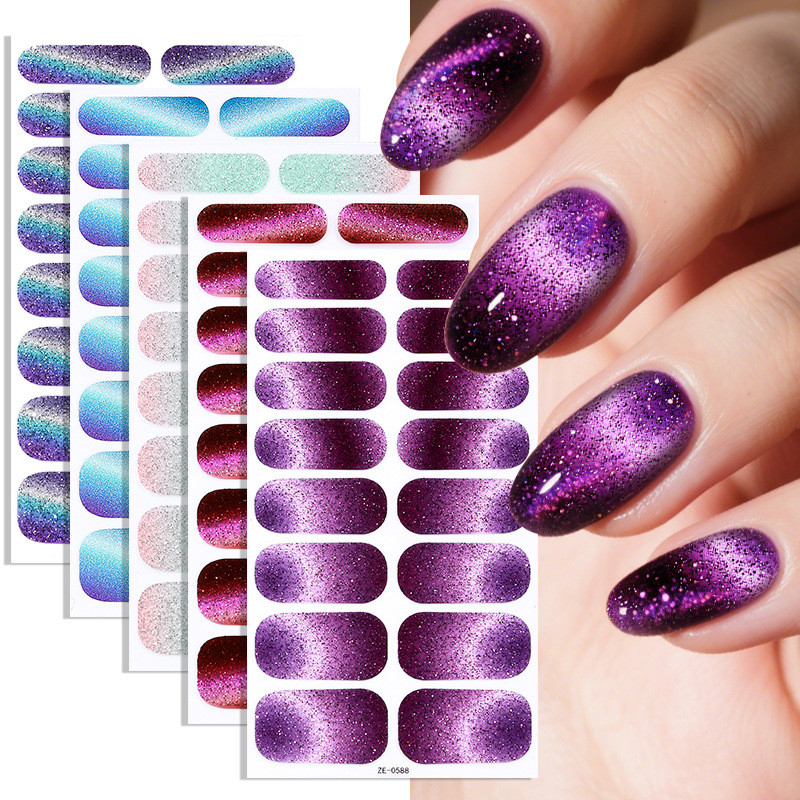 Glitter Cats Eye Nail Polish Film ยุโรป American Onion Powder Nail Polish Sticker