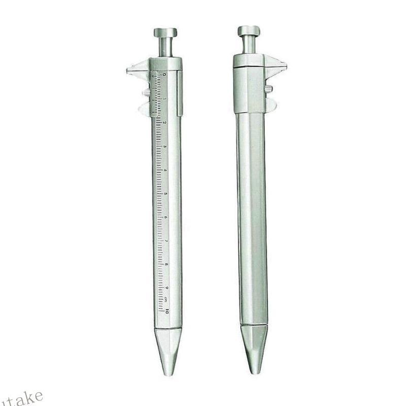 UKI 2 ชิ้น Vernier Caliper ปากกาหมึกเจลสีดํา 1 0 มม.ลูกลื่นมัลติฟังก์ชั่ไม้บรรทัดวัดแบบพกพาสําหรับการใช้งานเบื้องต้น