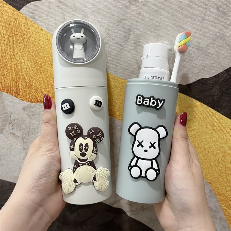 แนะนําเดินทางแปรงถ้วยแบบพกพาน่ารักกล่องเก็บยาสีฟันแปรงสีฟันน้ํายาบ้วนปากถ้วยแปรงสีฟันชุดหอพักนักเรีย