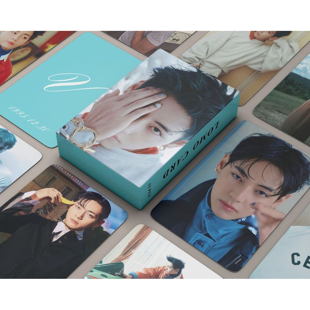 พร้อมสต็อก 55 แผ่น Kim Taehyung Taehyung Photocard Bulletproof V Magazine Laser Photocard การ์ด LOMO
