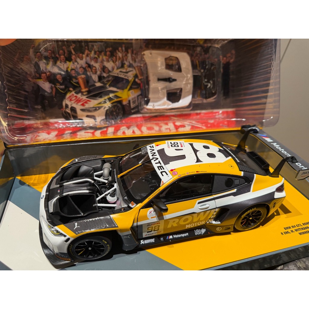 [เดี่ยวพิมพ์นอก] MINICHAMPS 1/18 Mini Cut BMW BMW M4 GT3 ROWE Fleet Color Matching Dewei No. 98 2023
