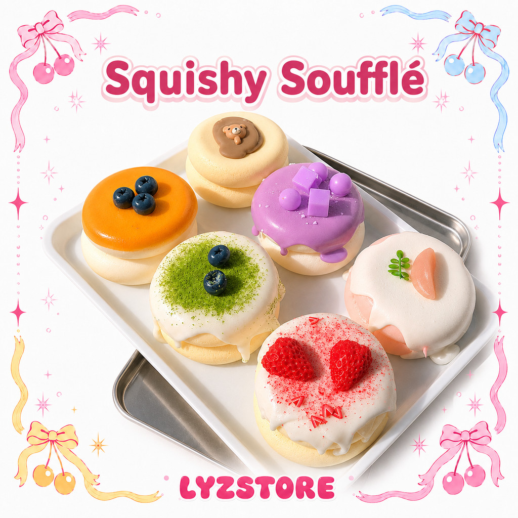 ส่งไว🇹🇭🍰Squishy Soufflé สกุชชี่ขนมนุ่ม ของเล่นบีบคลายเครียด คืนตัวไว เด้งกลับเร็ว น่ารัก ของสะสม ของเล่นเด็ก