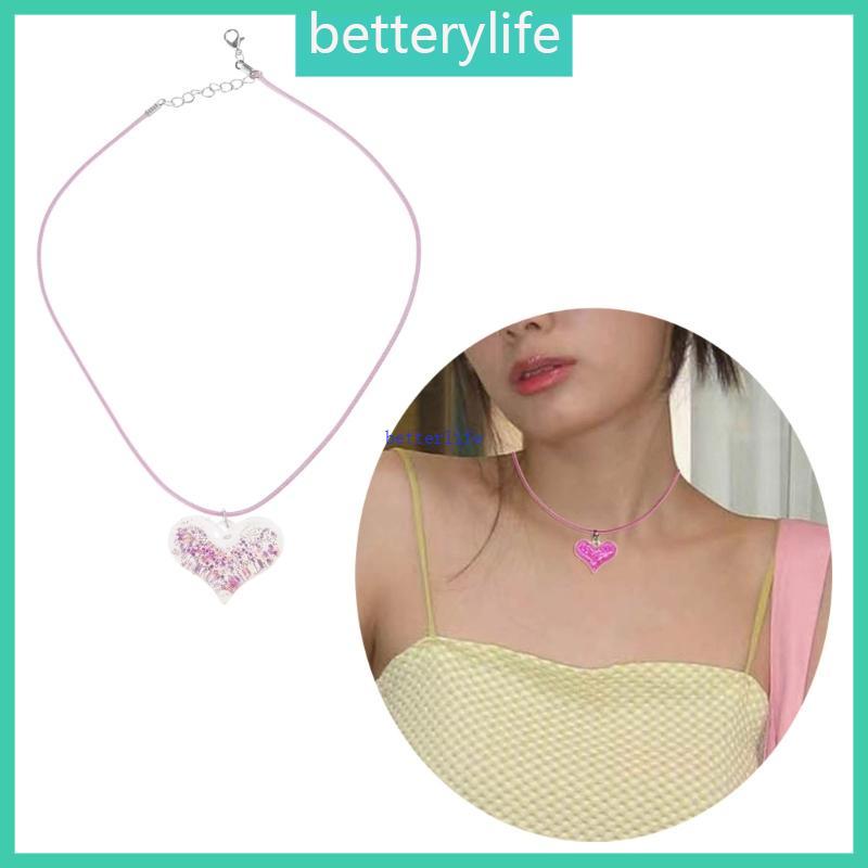BTF สร้อยคอจี้ดอกไม้ดาวหัวใจหวานสําหรับผู้หญิงสร้อยคออะคริลิคเด็กผู้หญิง