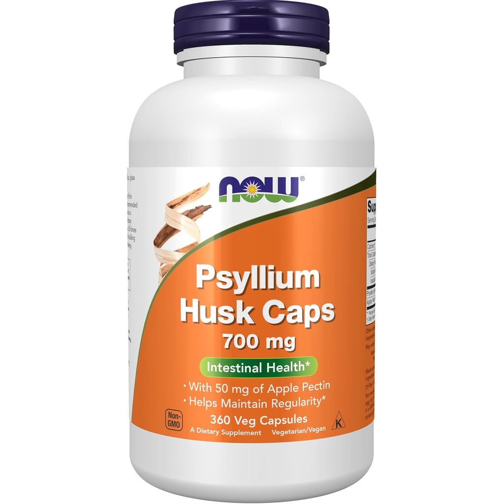 NOW Foods อาหารเสริม Syllium Husk Caps 700 มก. พร้อม Apple Pectin 50 มก. สุขภาพลําไส้* แคปซูลผัก 360 แคปซูล