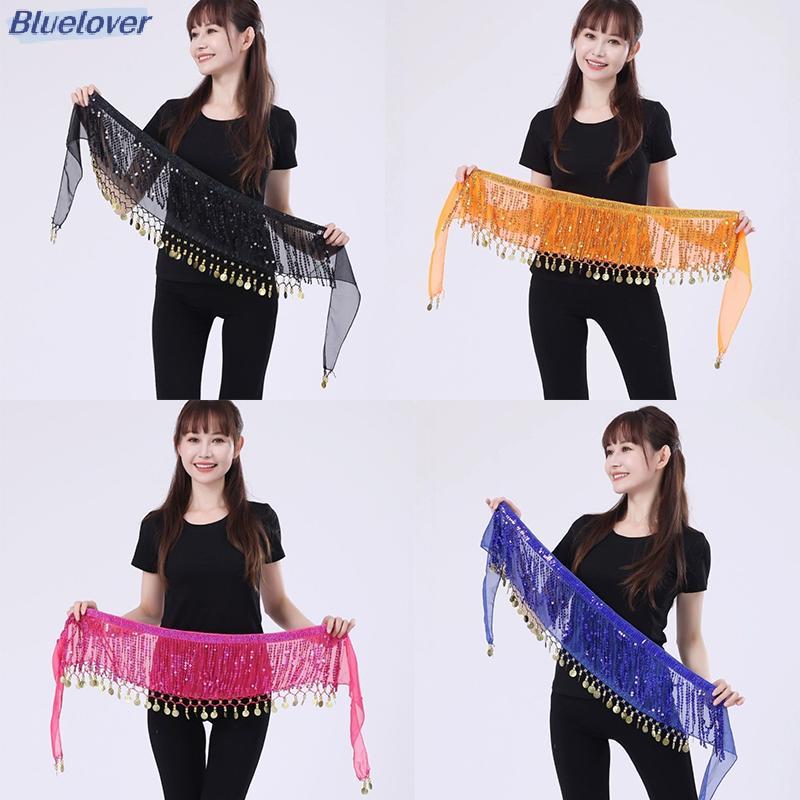 Bluelover Belly Dance เอว Boho เลื่อม sel เข็มขัดเอวอินเดียเต้นรําสะโพกผ้าพันคอ Jazz Dance แสดงเครื่องแต่งกายผูกเลื่อมใหม่