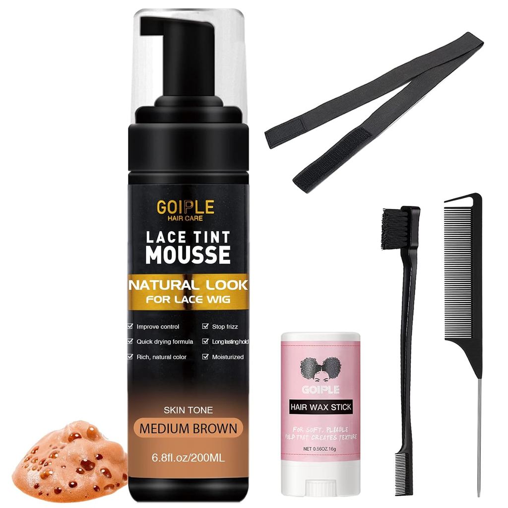Lace Tint Melting Hair Mousse, 6.8 fl oz Lace Tint Mousse for Women Hair Wigs Lace Wigs Toupees and 
