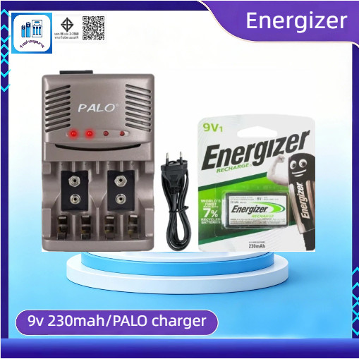 ชุดชาร์จแบตเตอรี่ 9V PALO Dual Slot Charger พร้อม Energizer 230mAh 9V แบตเตอรี่สําหรับมัลติมิเตอร์, 