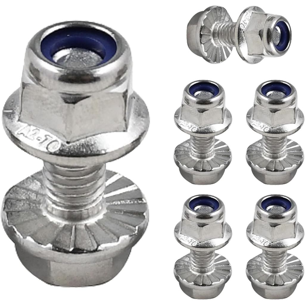 6PCS 19M7775 14M7303 สแตนเลส Hex Flanged แบตเตอรี่ Terminal Bolt & Nut ชุดใช้งานร่วมกับ John Deere เ