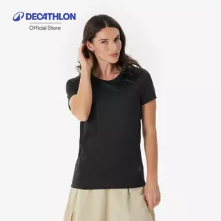 Decathlon Women’S Mountain Walking Short-Sleeved T-Shirt เสื้อยืดแขนสั้นผู้หญิงใส่เดินป่า รุ่น Mh100 - Black