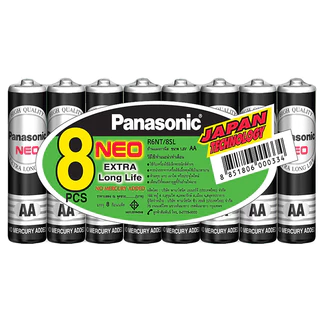 ถ่านแมงกานีส AA (แพ็ค8ก้อน) ดำ Panasonic R6NT/8SL