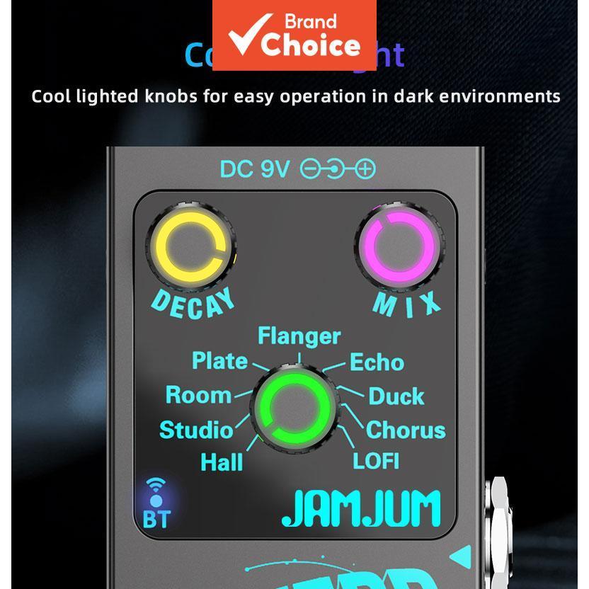 JAMJUM Compact Reverb Effects Unit Color Control Knob ขนาดใหญ่ Footswitch สตรีมมิ่ง USB Powered แบบพกพา Stompbox สําหรับ String Instruments