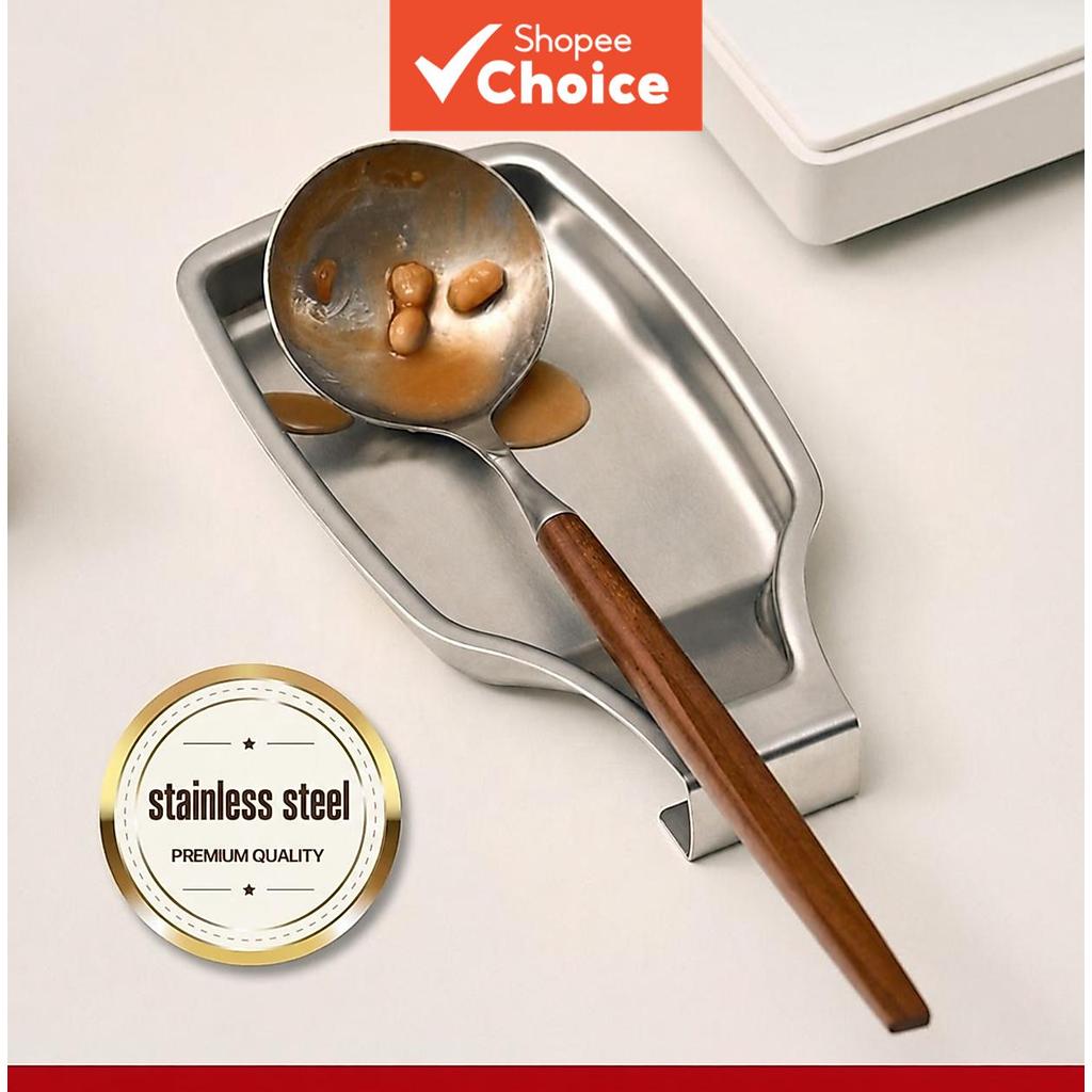 สแตนเลสช้อน Rest ถาดผู้ถือเครื่องครัวสําหรับ Ladle ไม้พายแหนบเคาน์เตอร์ทําอาหาร Gadget KITCHEN Storage Organizer