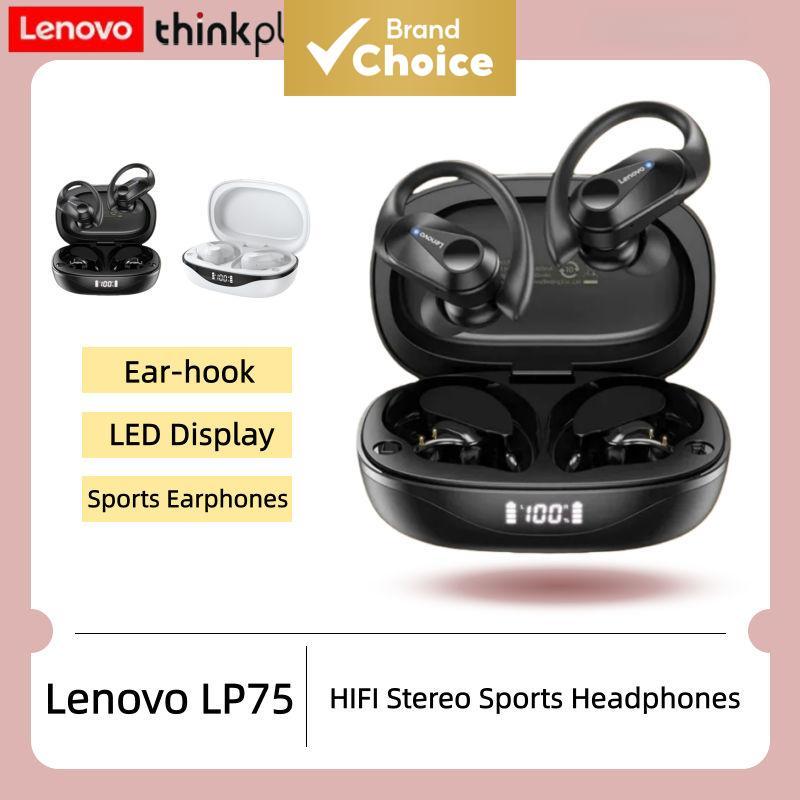 Lenovo LP75 หูฟังหูฟัง TWS บลูทูธจอแสดงผล LED กันน้ําไฮไฟสเตอริโอหูฟังกีฬาปุ่มควบคุม HD Call Mics ชุ