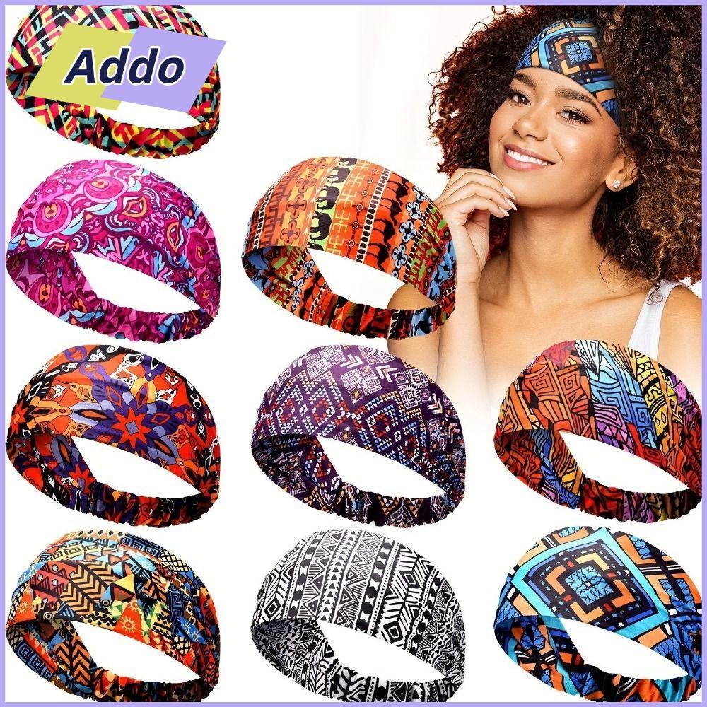 ADDO.PH ที่คาดผม, Bohemian Cotton Stretch Hairband, 2024 Elastic Extra Large Bandana Turban Headwear