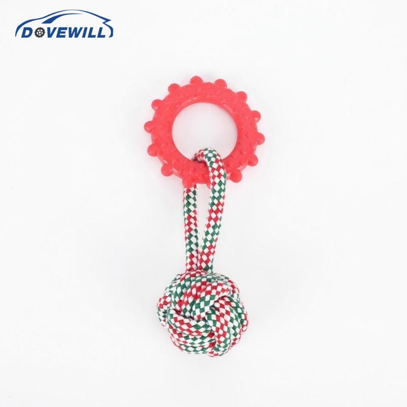 [Dovewill] ของเล่นเคี้ยวคริสต์มาสสําหรับสัตว์เลี้ยงทอสําหรับสุนัข, เชือกฝ้ายฟัน TPR 36 ซม.