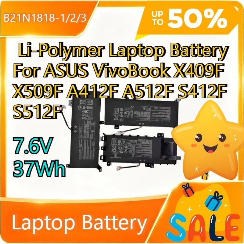 B21N1818-1 B21N1818-2 B21N1818-3 7.6V 37Wh Li-Polymer แบตเตอรี่แล็ปท็อปสําหรับ ASUS VivoBook X409F X