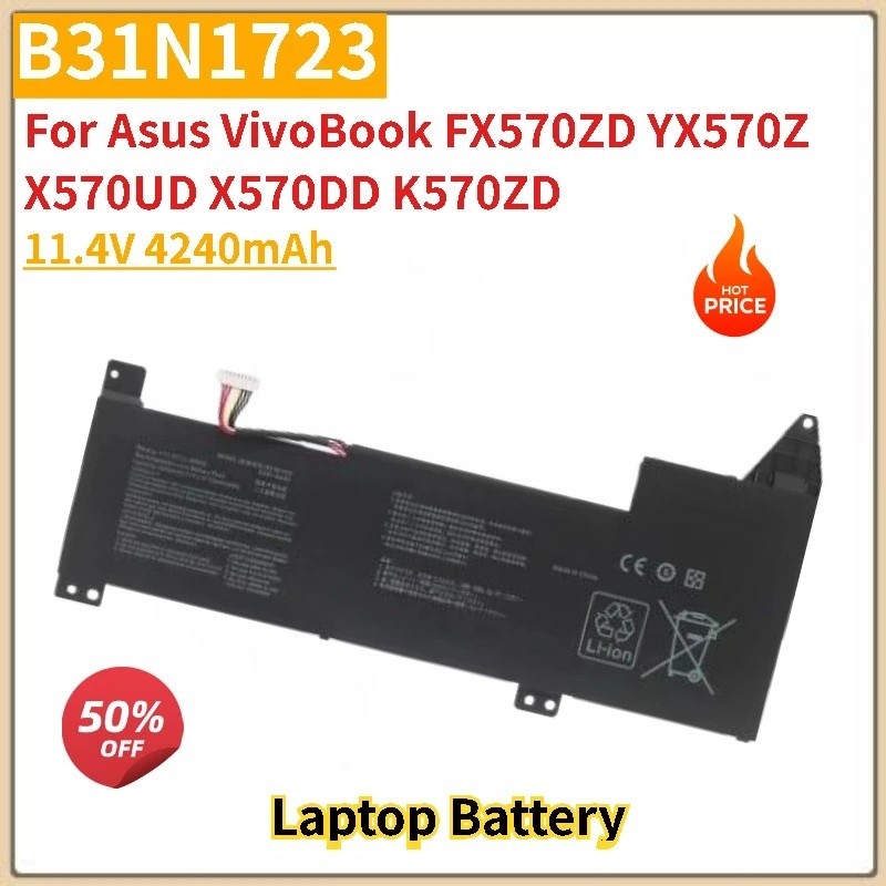 คุณภาพสูง B31N1723 แบตเตอรี่แล็ปท็อป 11.4V 4240mAh สําหรับ Asus VivoBook FX570ZD YX570Z X570UD X570D