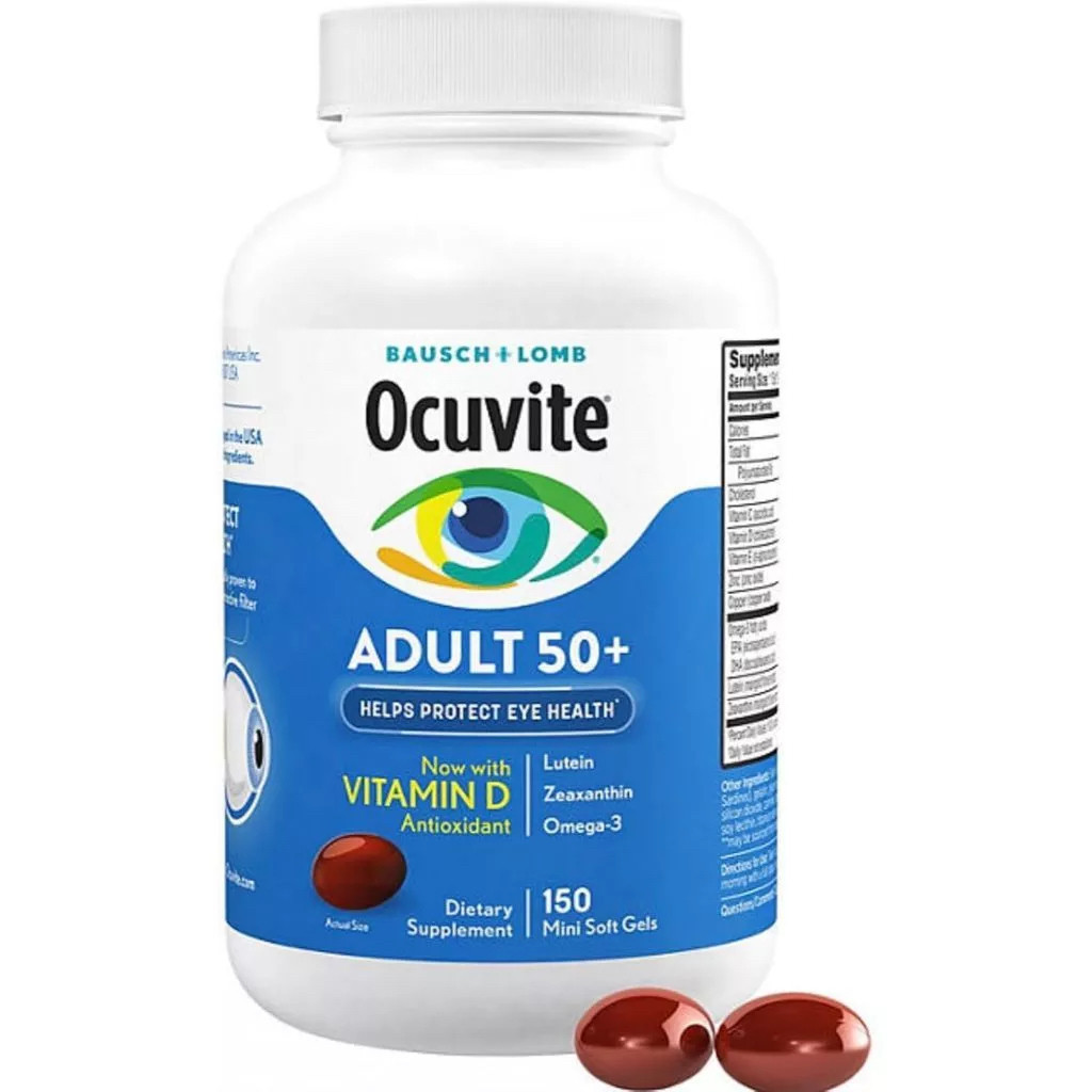Bausch Lomb Ocuvite 50+ Advanced Eye Nutrition Capsules Infused Lutein Zeaxanthin Omega-3 Fatty Acid