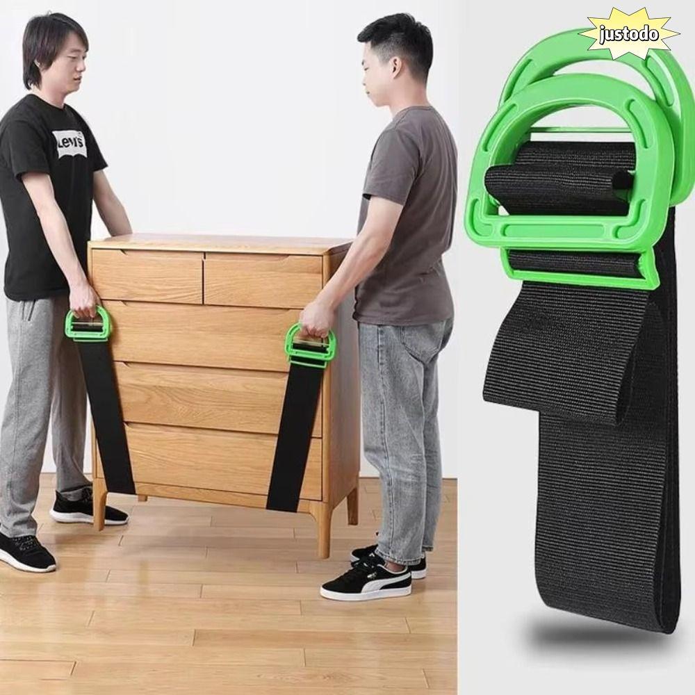 JUSTO Lifting Strap, ปรับความยาวได้ Heavy Duty เฟอร์นิเจอร์ Moving Strap, สบายจับสีดําสีเขียว Nylon 