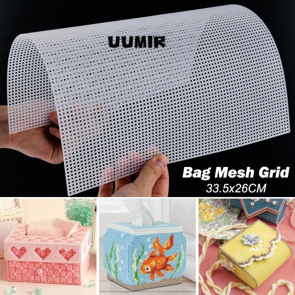 UUMIR Bag Mesh Grid, Plastic 7CT Mesh Canvas, Handbag Accessories 33.5x26CM White Black Bag Rug Croc