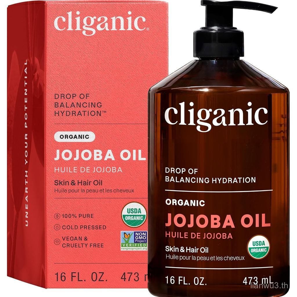 ZD69 CliganicOrganicJojobaOil16ozwithPump,100%บริสุทธิ์|Bulk,MoisturizingOilforFace,Hair,&Nails|สกัด