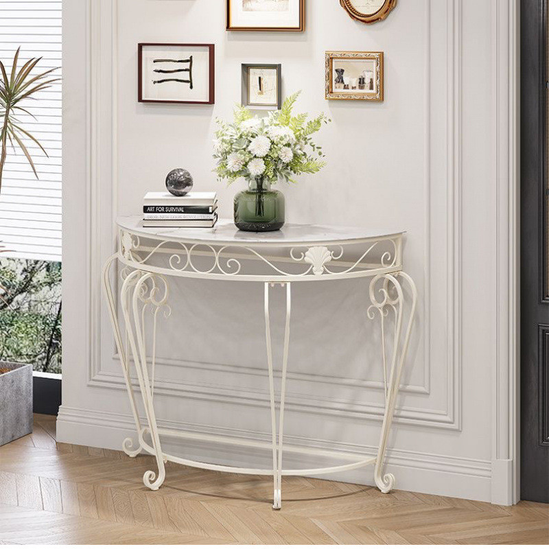 Nordic Iron Art Table กับผนัง Modern Hotel Console Table Italian Light Luxury Entryway Table