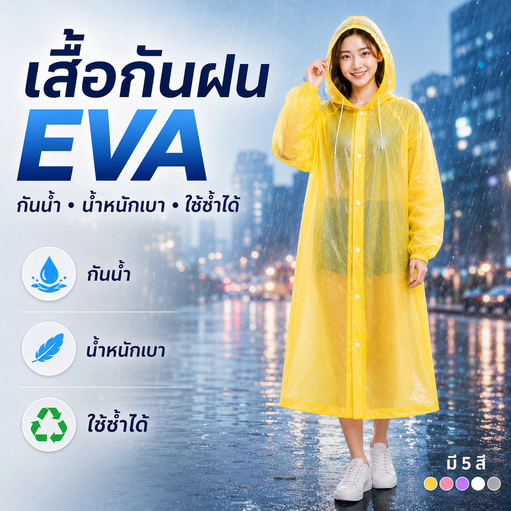 เสื้อกันฝน EVA หนาพิเศษ กันน้ำและกันลม ใช้ได้ทั้งชายและหญิง พกพาสะดวก