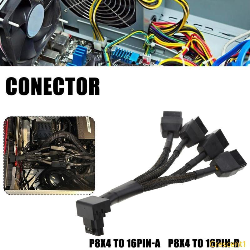 Crescent1 16AWG 12VHPWR PCIE 5 0 3x8pin 4x8Pin to16Pin 12 + 4P ชาย 90° ส่วนขยายพลังงาน