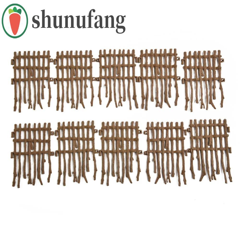 UNUF จําลองฟาร์ม Ranch DIY รั้ว, อุปกรณ์รั้วฟาร์ม DIY จําลองรั้ว Ranch, รางรุ่นพลาสติก Miniature Ran