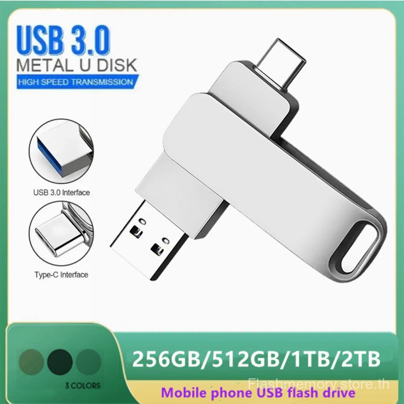 ไดรฟ์ปากกา OTG 512GB 1TB 2TB แฟลชไดรฟ์โลหะโอนความเร็วสูงเข้ากันได้กับ iPhone 15/16