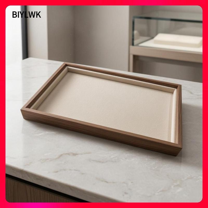 [Phenovo] Valet ถาดกํามะหยี่นุ่มเปิดด้านบนวอลนัทเสร็จสิ้นด้านยกสําหรับ Entryway
