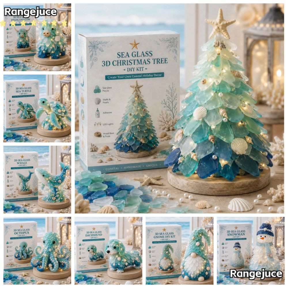 RANGEJUCE DIY Christmas Tree Craft Kit, Sea Glass วัสดุ Handmade Sea Glass ทอผ้า DIY Sea Glass Art K