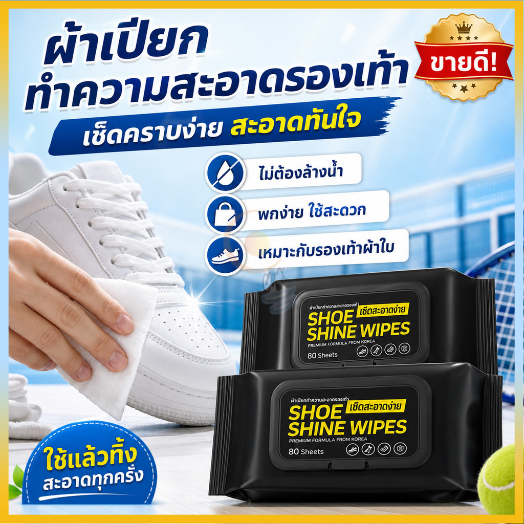 ผ้าเปียกทำความสะอาดรองเท้า ใช้แล้วทิ้ง ทิชชู่เปียกทำความสะอาด กระดาษเช็ดคราบสกปรก