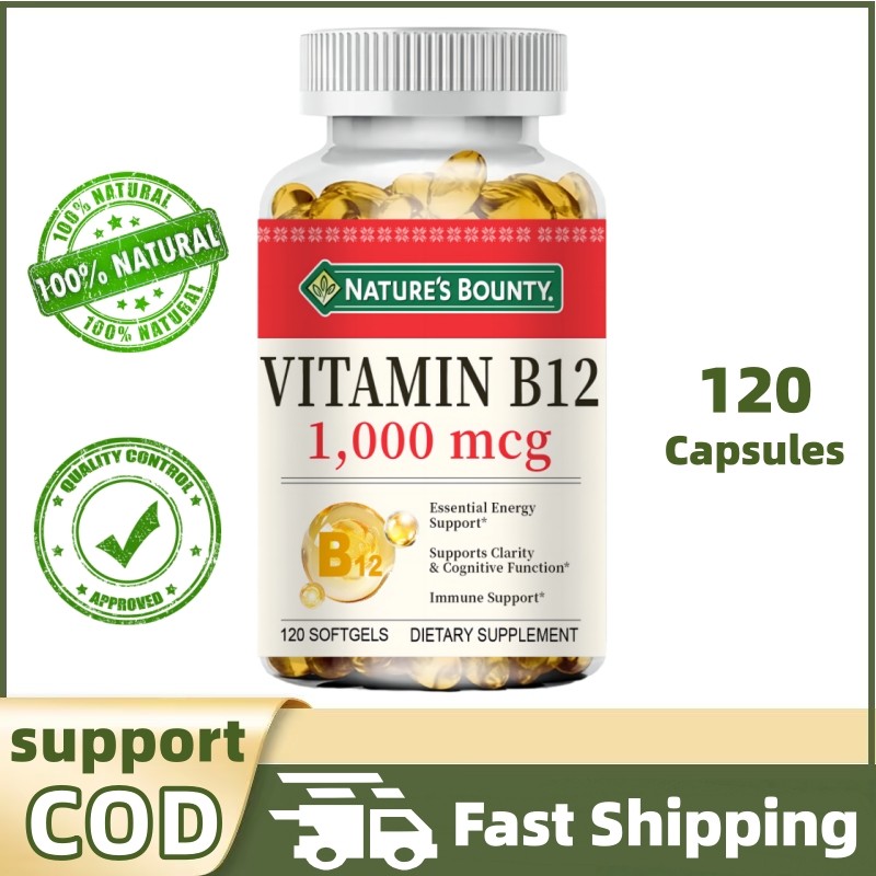 Nature's Bounty B12 วิตามินบี12 แบบซอฟต์เจล ช่วยสนับสนุนการเปลี่ยนอาหารเป็นพลังงาน ดูแลระบบประสาทและสุขภาพโดยรวม