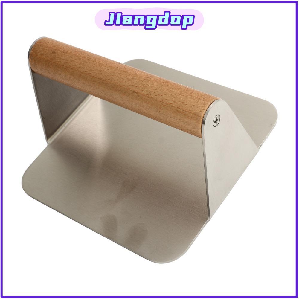JIANG Burger Smasher, Square Ergonomic Burger Press, สแตนเลสทนทานพร้อมที่จับไม้ Cutlet Press Home Ch
