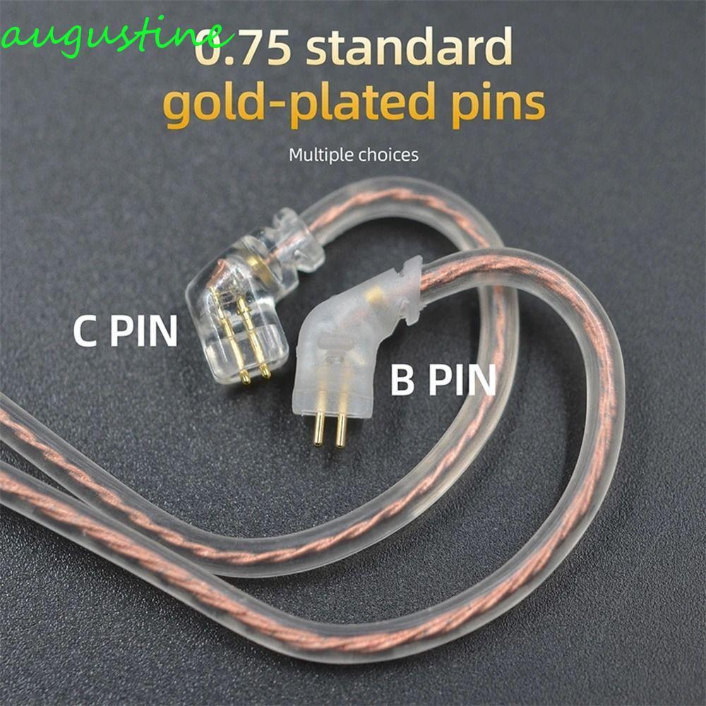 AUGUSTINE 2Pin สายหูฟังชุบเงิน 3.5 มม.2Pin สาย Twisted อัพเกรดทองแดงปราศจากออกซิเจนในสายหู