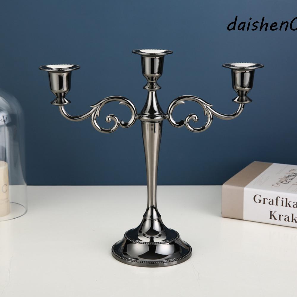 เชิงเทียน DAIHEN, โลหะผสมโลหะเชิงเทียนยุโรปวินเทจ, หรูหรา Retro 3/5 แขน Electroplated Candelabrum โร