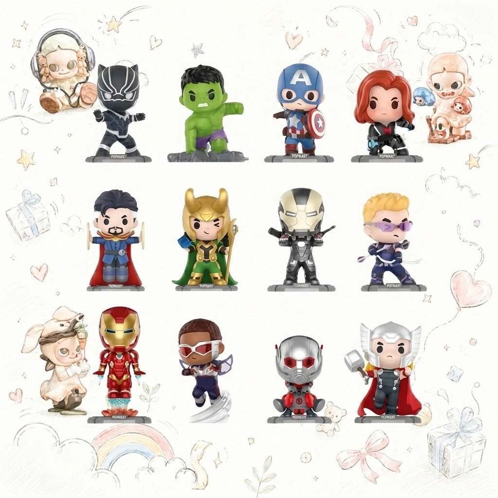 P POPMART Marvel Avengers Classic Series Mystery Box ของขวัญเล่นอินเทรนด์