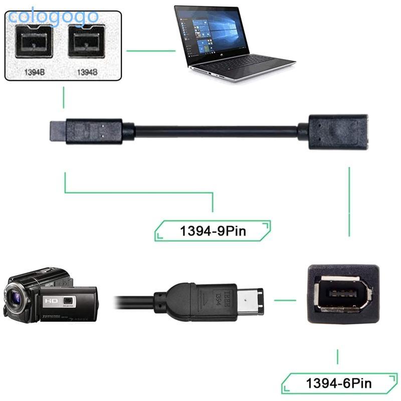 COLO 20 ซม.IE1394 Firewire IEEE 1394 6Pin หญิง 1394b 9Pin ชายอะแดปเตอร์สาย