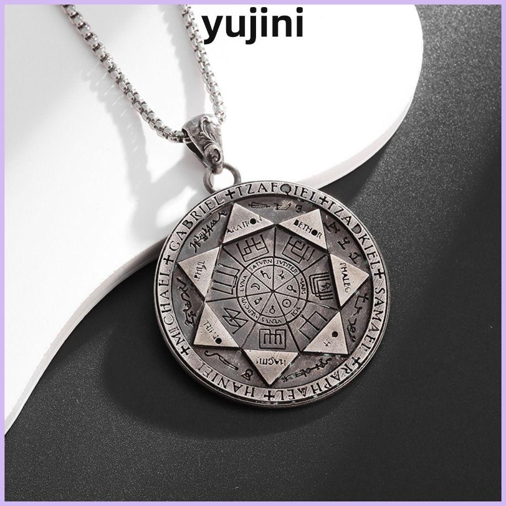 YUJINI 7 Archangels Seal จี้, Amulet สแตนเลส Solomon Amulet สร้อยคอ, Vintage ขัดเครื่องประดับ Hip Ho