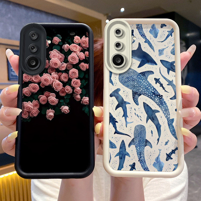 เคสกันกระแทกสําหรับ Samsung Galaxy M36 5G/F36 5G/M56/F56 เคสโทรศัพท์ดอกไม้ปลาพิมพ์เชลล์ซิลิโคนป้องกั