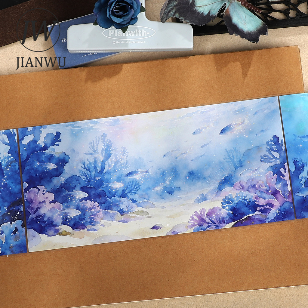 JIANWU 103 มม.* 5 M Vintage Deep Sea World ภูมิทัศน์วัสดุ Collage Scrapbooking PET เทป Creative DIY Journal เครื่องเขียน