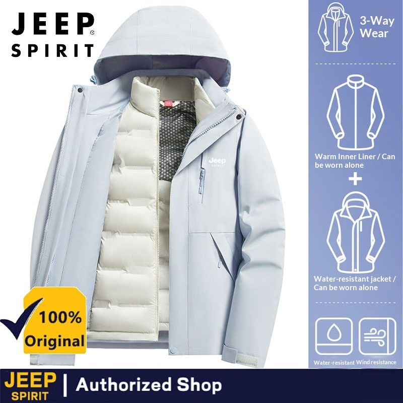 JEEP SPIRIT เสื้อแจ็คเก็ตกันหนาวกันลมและกันน้ําสําหรับผู้หญิงกลางแจ้ง
