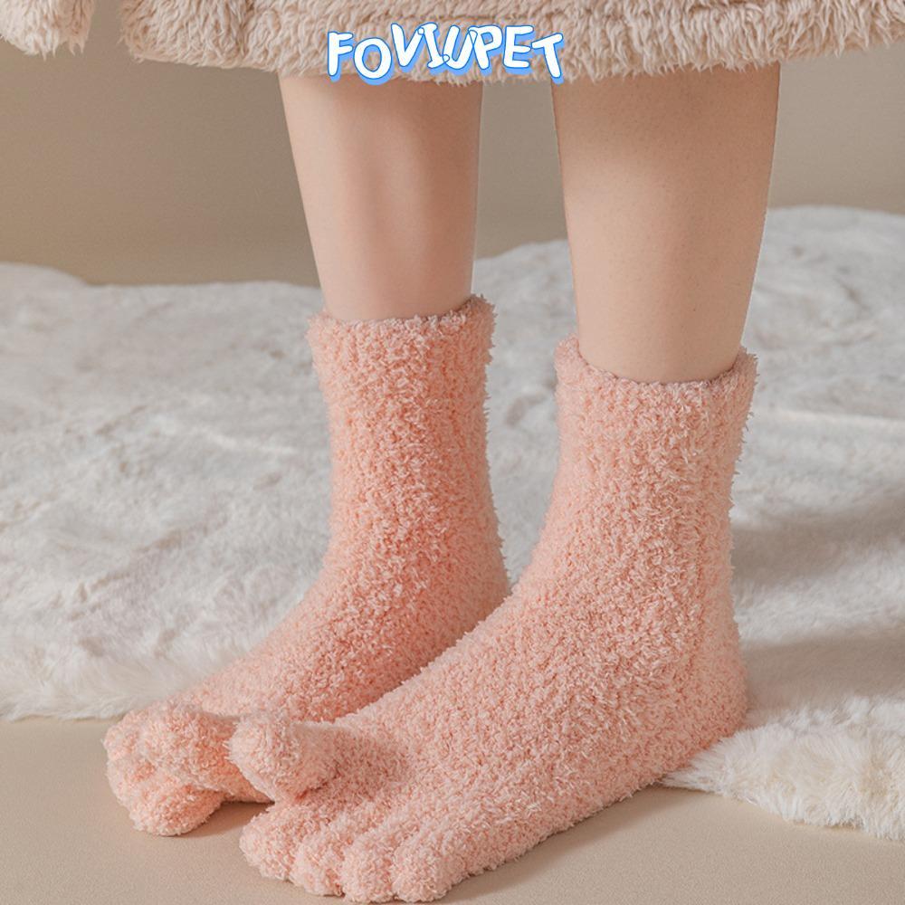 FOVIUPET Warm Fuzzy Five Toe Sock,หนาปะการังกํามะหยี่นุ่มปุยCozyถุงเท้าความร้อนหนา,ทนทานนุ่มและผิวเป
